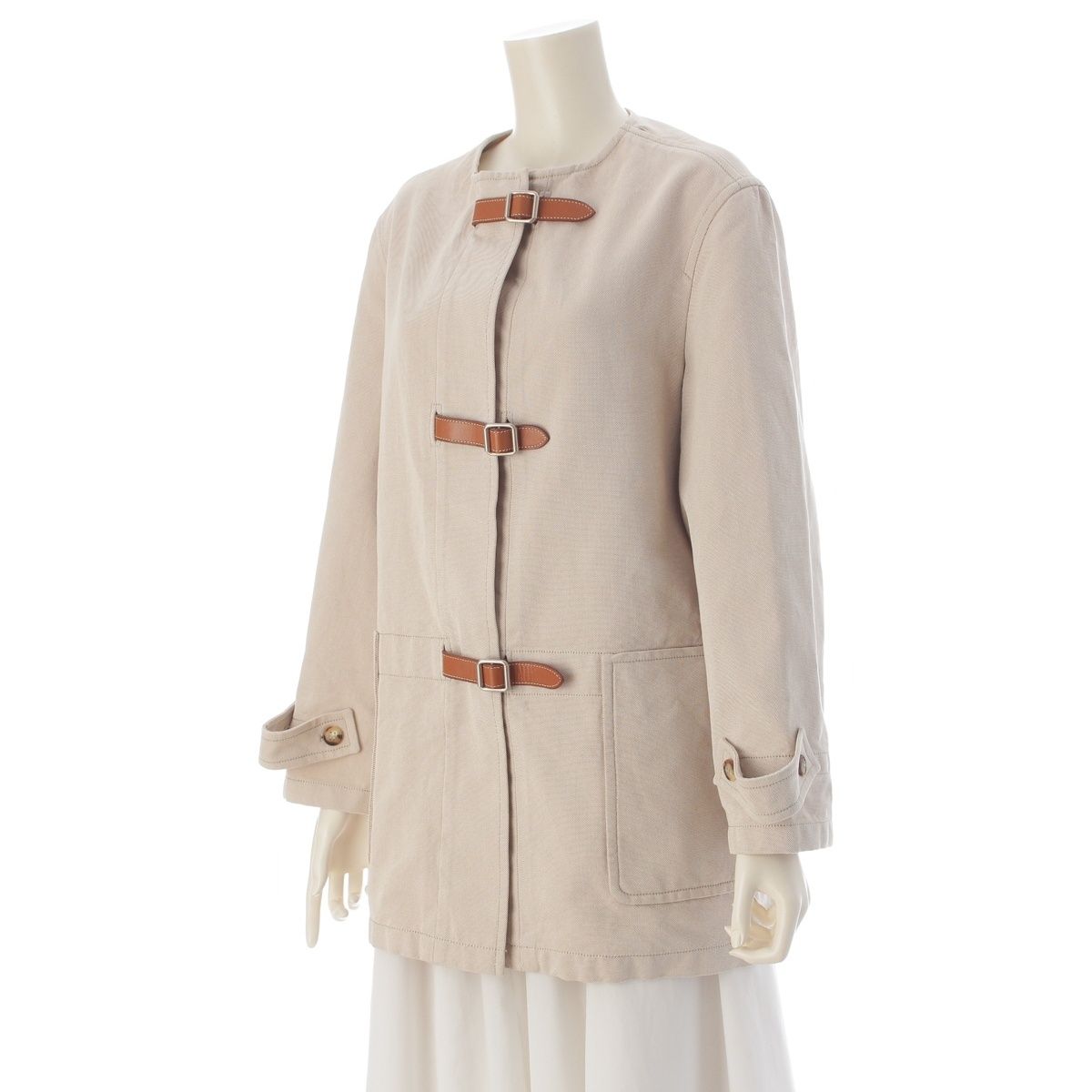 Hermes Martin Margiela Era Cotton Belt Coat Light Beige 38 — view 5