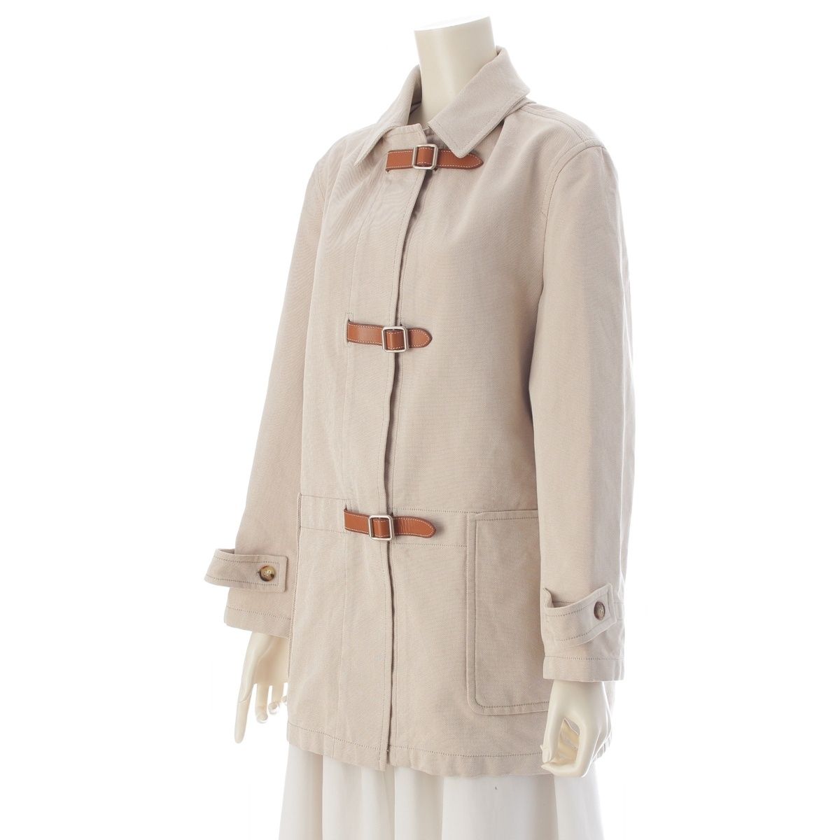 Hermes Martin Margiela Era Cotton Belt Coat Light Beige 38 — view 2