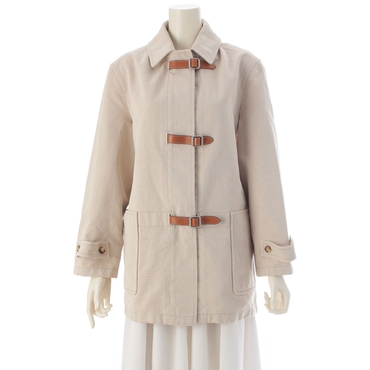 Hermes Martin Margiela Era Cotton Belt Coat Light Beige 38