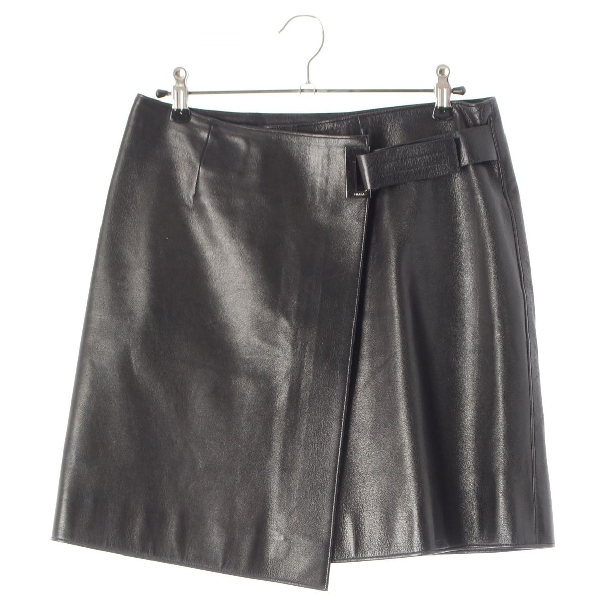 Prada Leather Viscose Skirt Wrapped Black 42