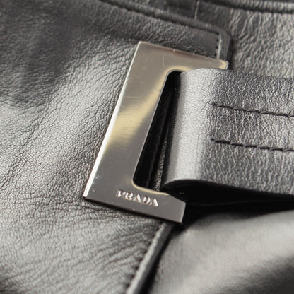 Prada Leather Viscose Skirt Wrapped Black 42 — view 4