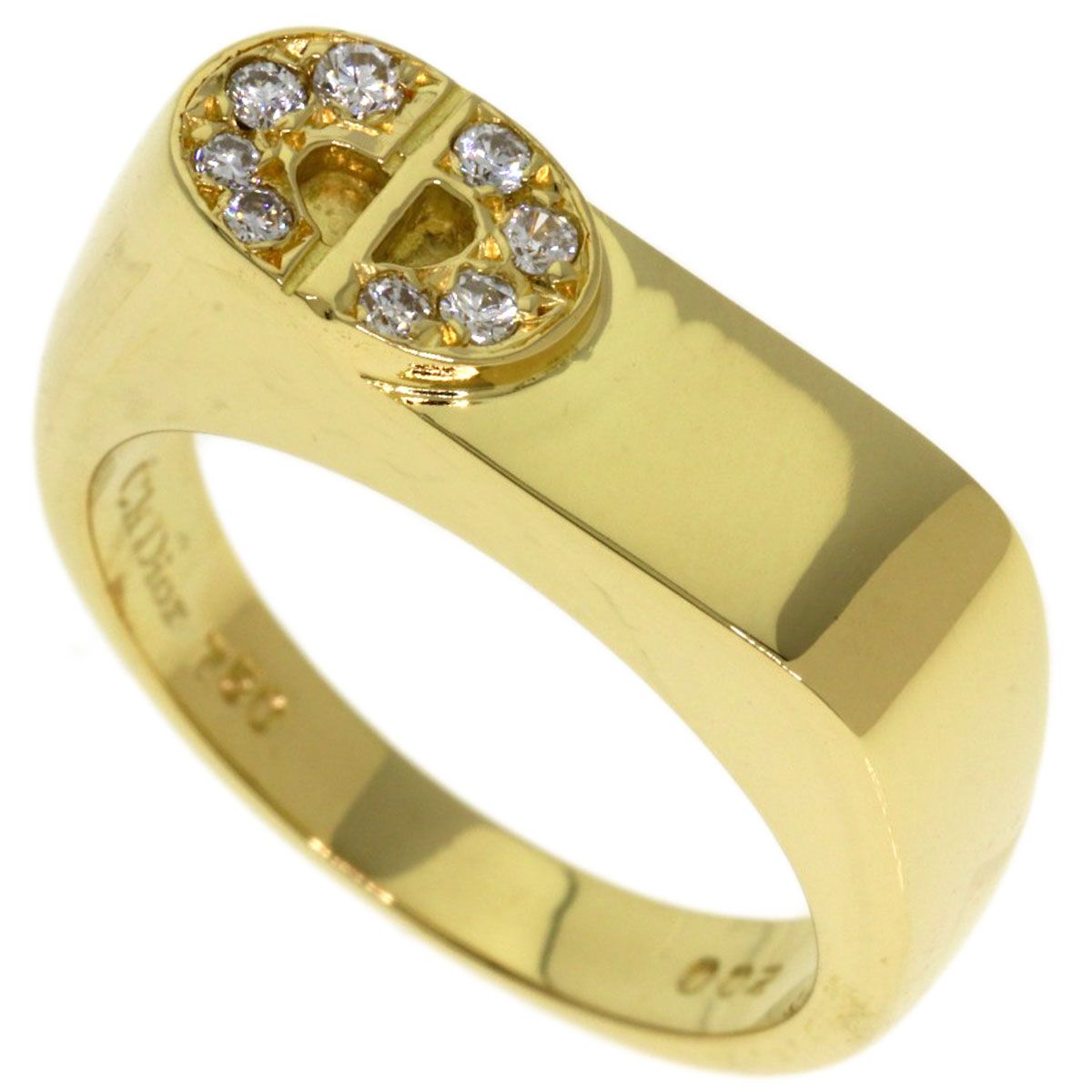 Dior Logo Diamond Ring 18k Yellow Gold