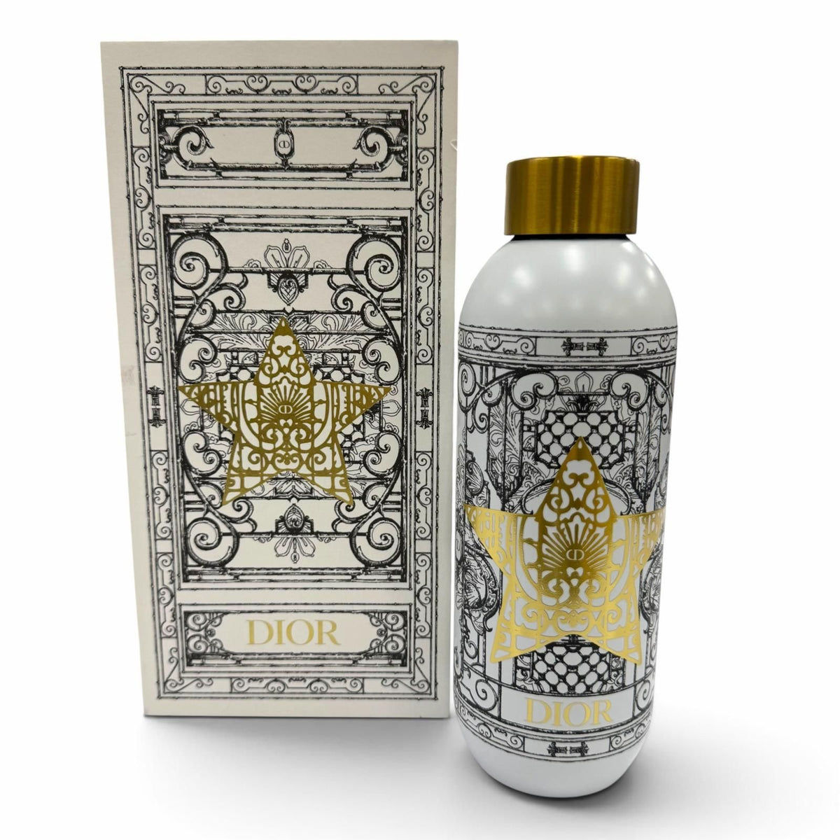 Dior Water Bottle Stainless Steel CD Logo Tumbler Ivory Gold — view 2