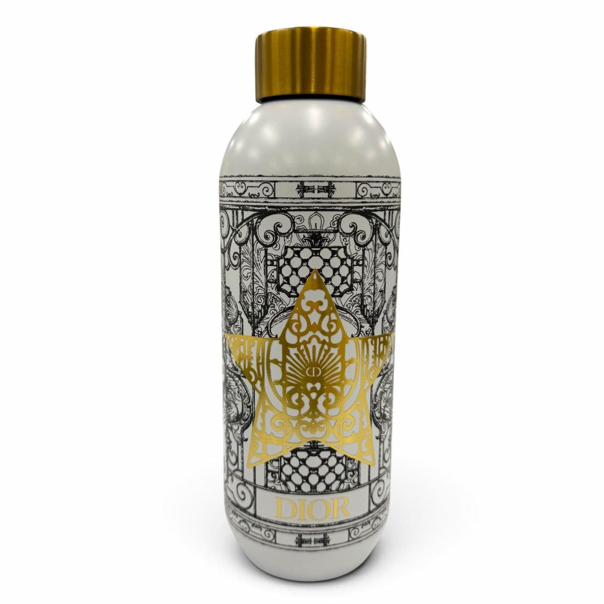 Dior Water Bottle Stainless Steel CD Logo Tumbler Ivory Gold