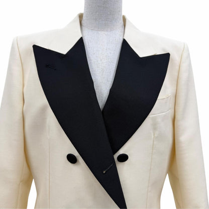Gucci Mohair Blend Double-breasted Ouren Jacket Ivory Black 42 — view 2