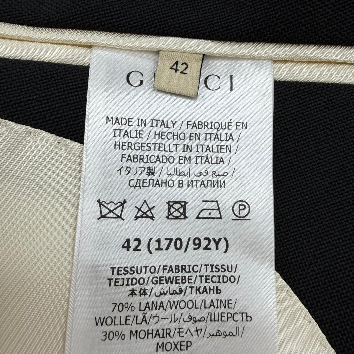 Gucci Mohair Blend Double-breasted Ouren Jacket Ivory Black 42 — view 8