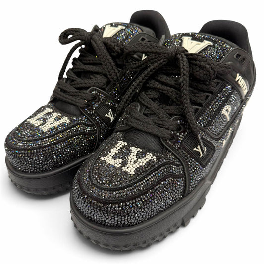 Louis Vuitton LV Trainers Maxi Line Swarovski Rhinestone Lace-up Sneakers