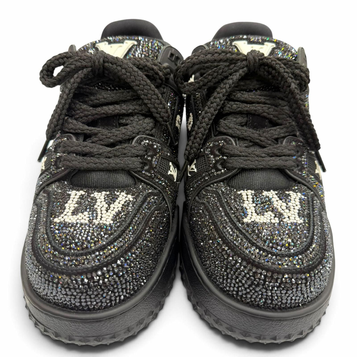 Louis Vuitton LV Trainers Maxi Line Swarovski Rhinestone Lace-up Sneakers — view 3