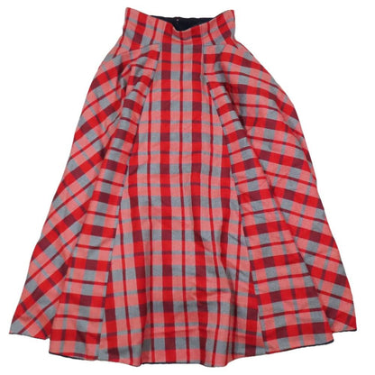 Dior Check Flare Skirt Long Wool Sample Red Navy 36