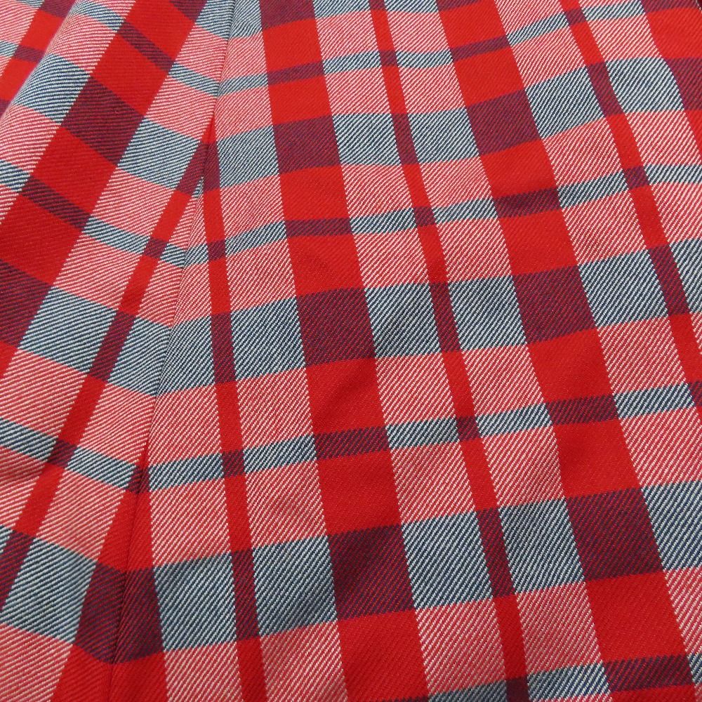 Dior Check Flare Skirt Long Wool Sample Red Navy 36 — view 5