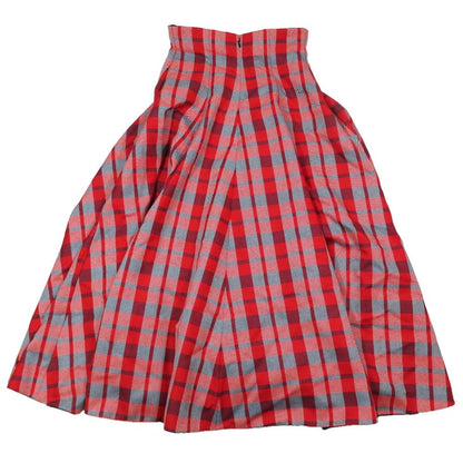 Dior Check Flare Skirt Long Wool Sample Red Navy 36 — view 2