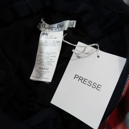 Dior Check Flare Skirt Long Wool Sample Red Navy 36 — view 6