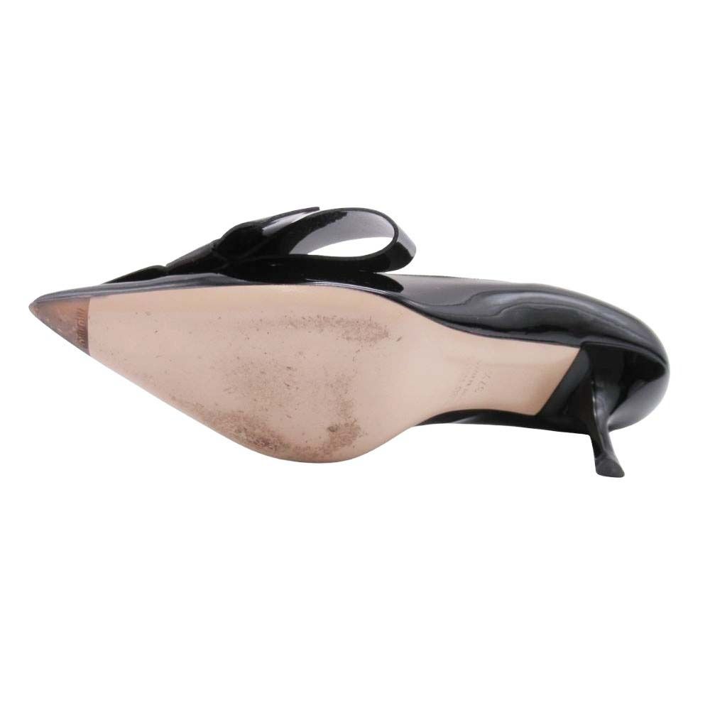 Miu Miu Ribbon Patent Pumps Pointed Toe Shoes Black — view 5