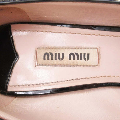 Miu Miu Ribbon Patent Pumps Pointed Toe Shoes Black — view 7