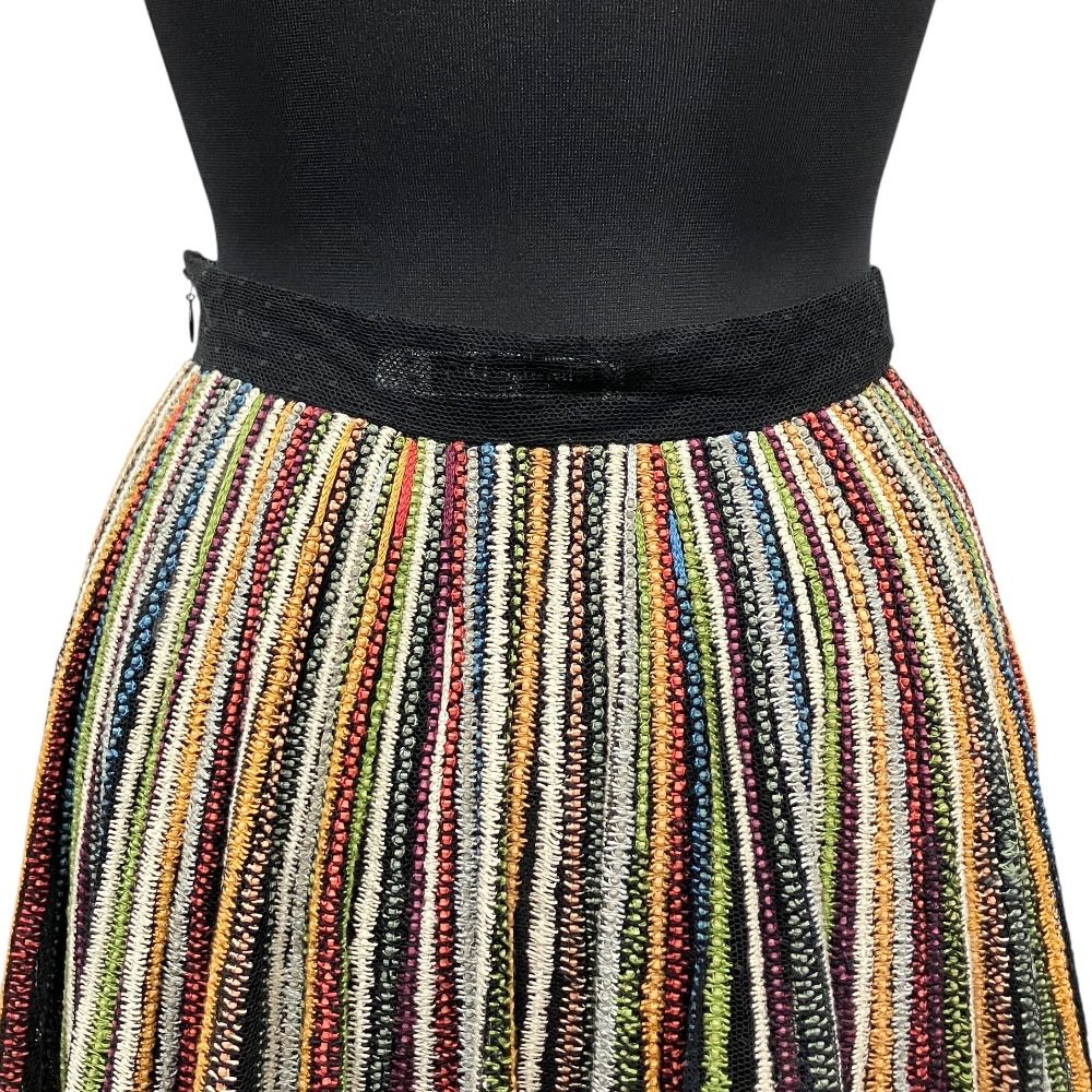 Dior Multi Striped Tulle Long Skirt Lace Sample Black 36 — view 5