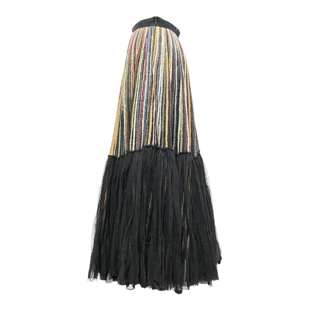 Dior Multi Striped Tulle Long Skirt Lace Sample Black 36 — view 2