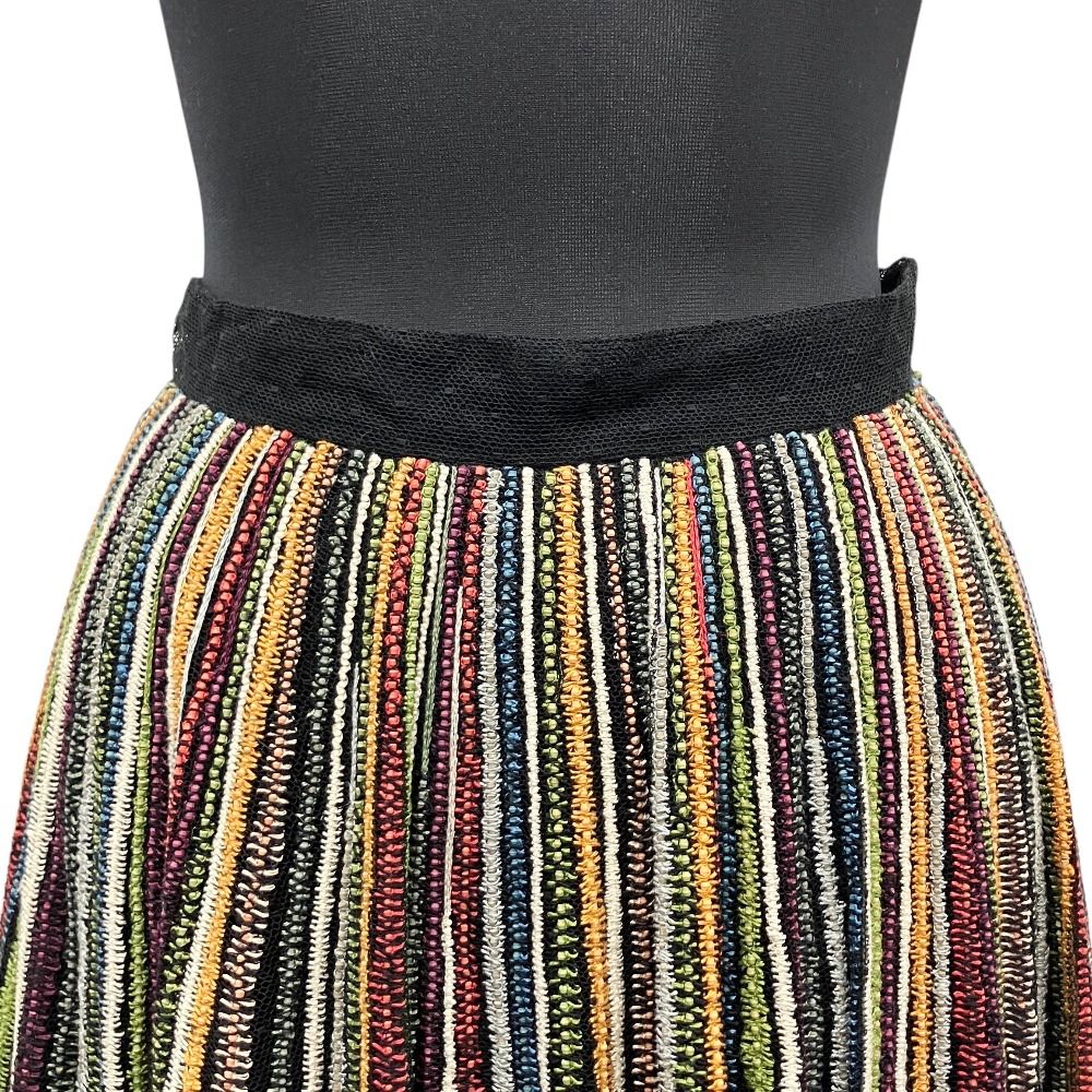 Dior Multi Striped Tulle Long Skirt Lace Sample Black 36 — view 4