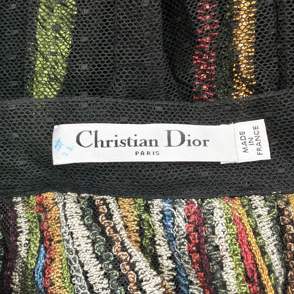 Dior Multi Striped Tulle Long Skirt Lace Sample Black 36 — view 8