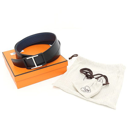 Hermes Belt Buckle & Leather 38 Black Blue Calf Togo — view 5