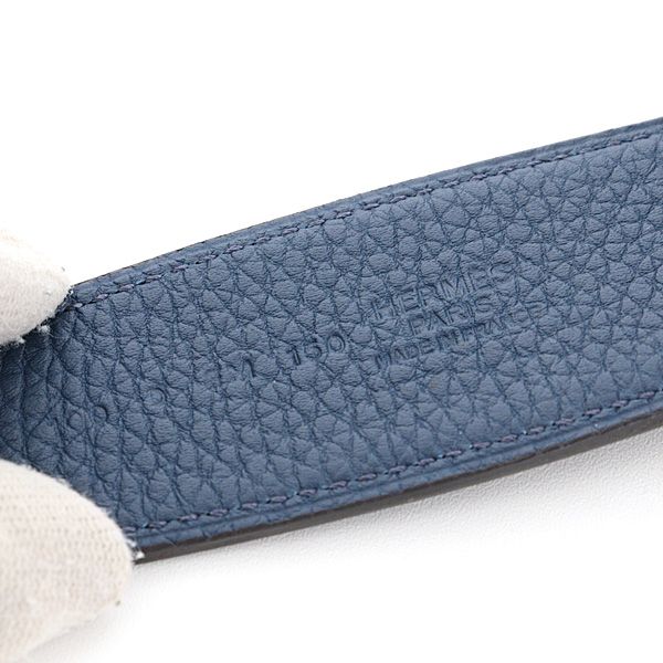 Hermes Belt Buckle & Leather 38 Black Blue Calf Togo — view 4