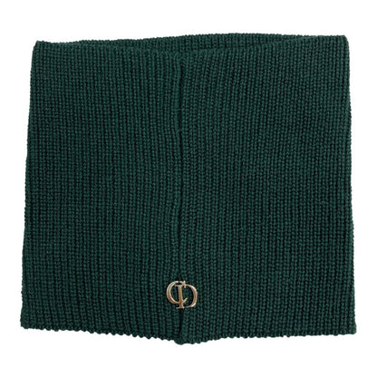 Dior Wool Rib Knit Snood Neck Warmer CD Logo Silver Green Sweater