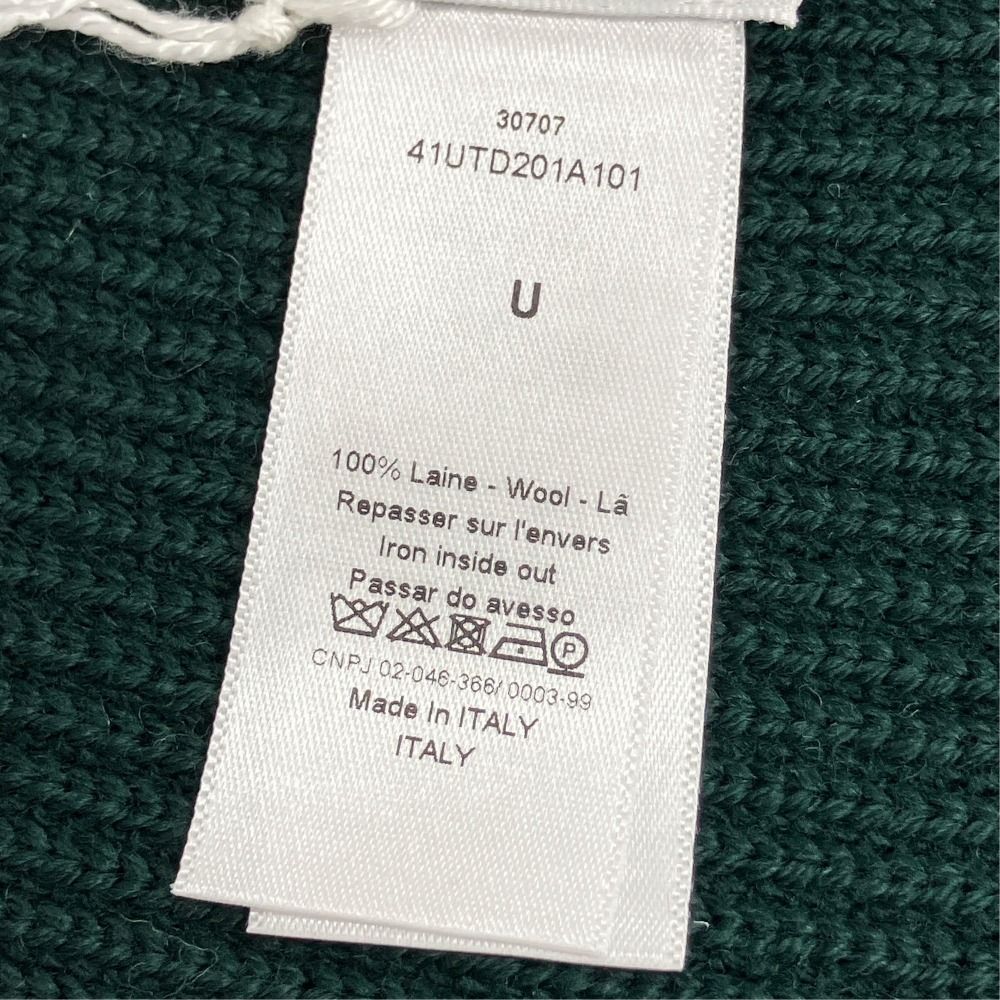 Dior Wool Rib Knit Snood Neck Warmer CD Logo Silver Green Sweater — view 4