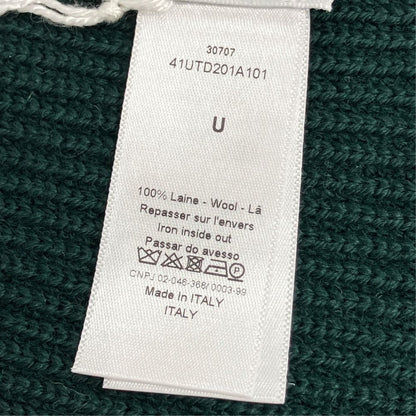 Dior Wool Rib Knit Snood Neck Warmer CD Logo Silver Green Sweater — view 4