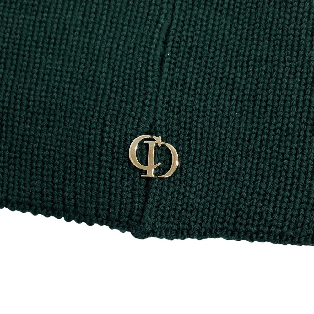 Dior Wool Rib Knit Snood Neck Warmer CD Logo Silver Green Sweater — view 3