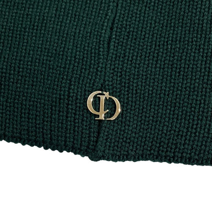 Dior Wool Rib Knit Snood Neck Warmer CD Logo Silver Green Sweater — view 3