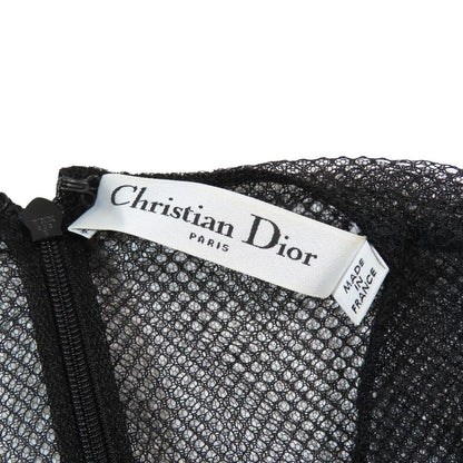 Dior Mesh Sheer Mini Dress Tulle Paisley Flower Embroidery Black 42 — view 5