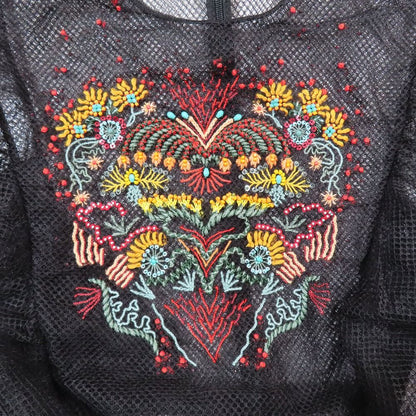 Dior Mesh Sheer Mini Dress Tulle Paisley Flower Embroidery Black 42 — view 4