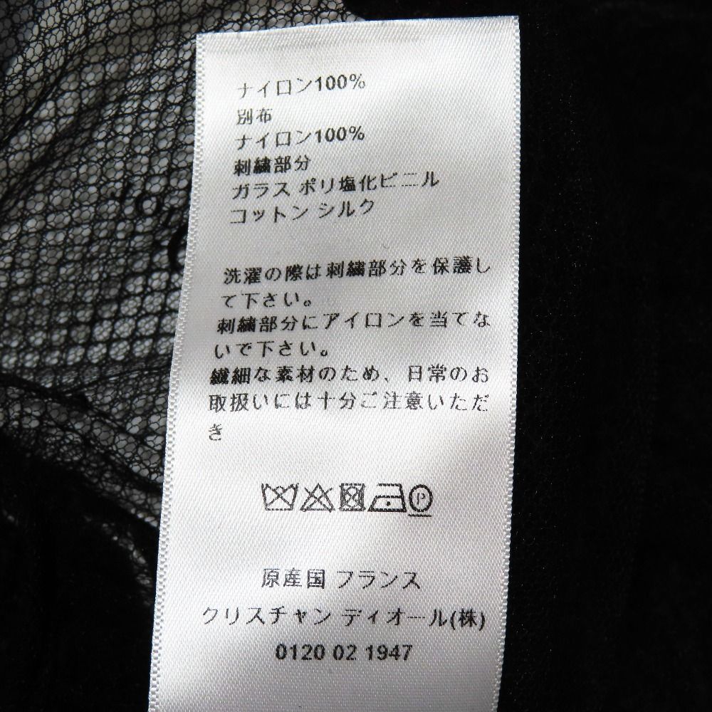 Dior Mesh Sheer Mini Dress Tulle Paisley Flower Embroidery Black 42 — view 7
