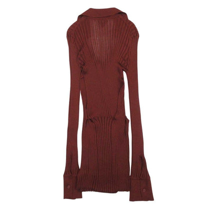 Bottega Veneta Silk Ribbed Knit Shirt Long Sleeve Top Dress Layered Design 38 — view 6