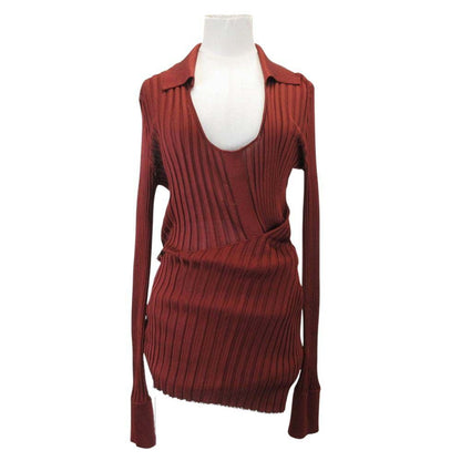 Bottega Veneta Silk Ribbed Knit Shirt Long Sleeve Top Dress Layered Design 38