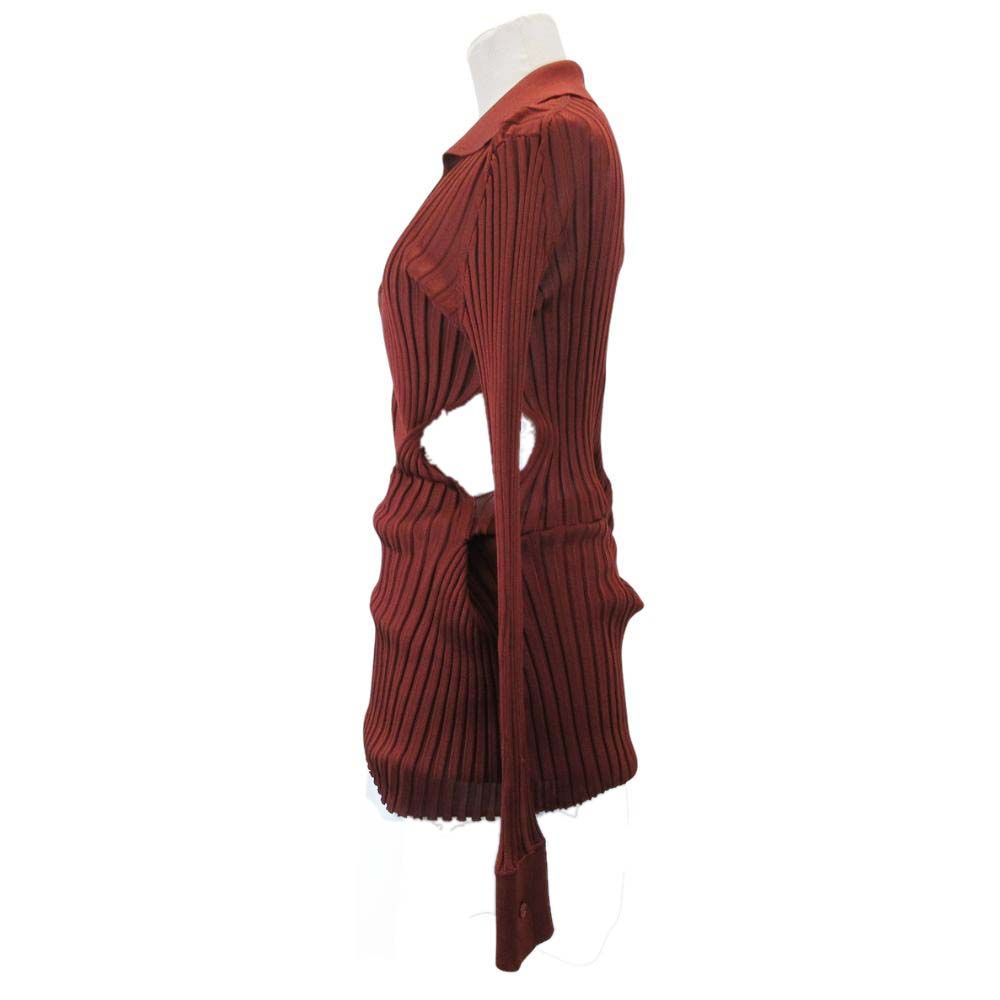 Bottega Veneta Silk Ribbed Knit Shirt Long Sleeve Top Dress Layered Design 38 — view 2