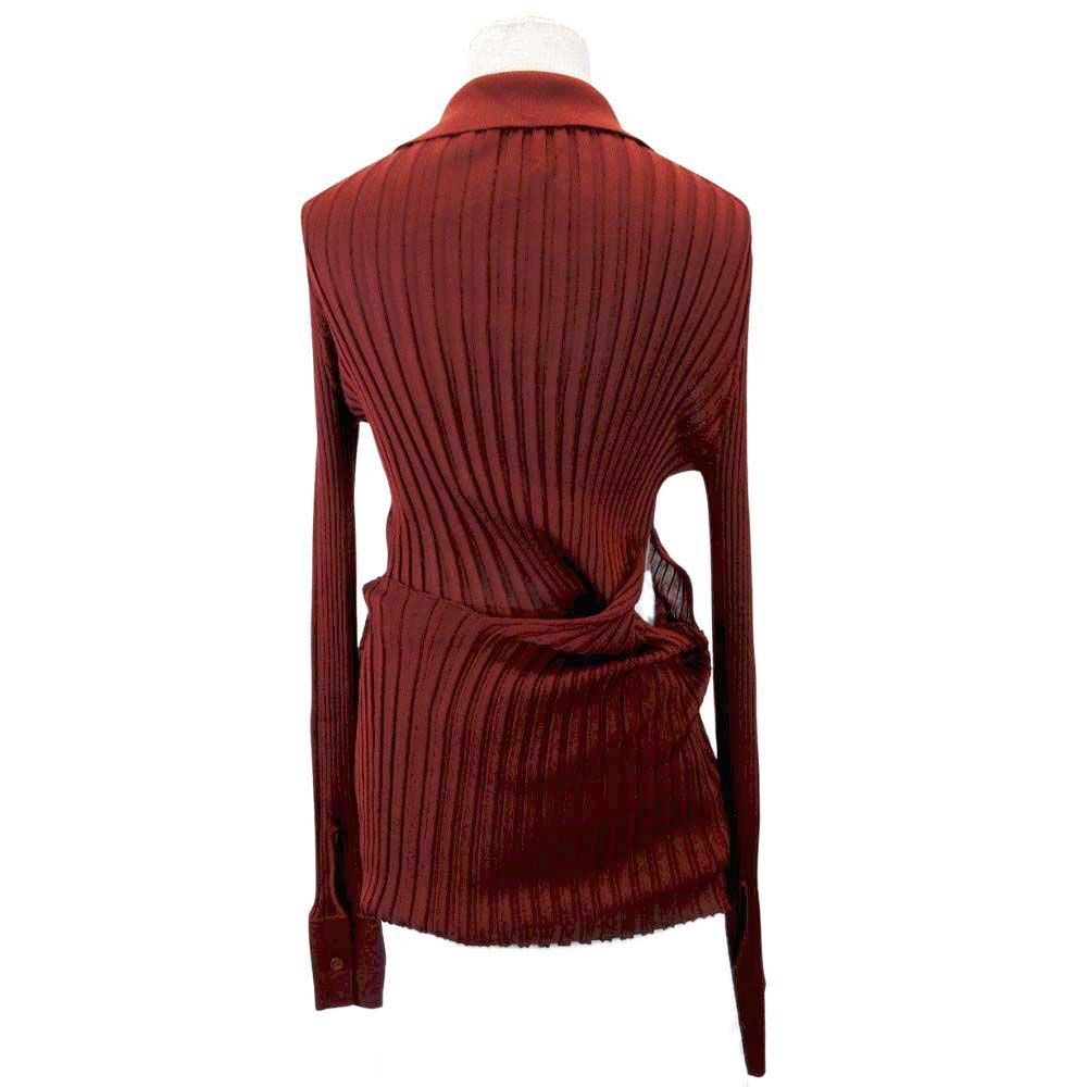 Bottega Veneta Silk Ribbed Knit Shirt Long Sleeve Top Dress Layered Design 38 — view 3