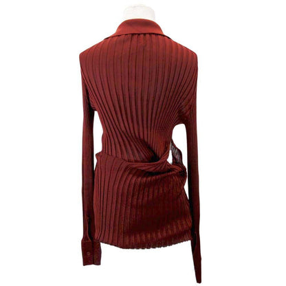 Bottega Veneta Silk Ribbed Knit Shirt Long Sleeve Top Dress Layered Design 38 — view 3