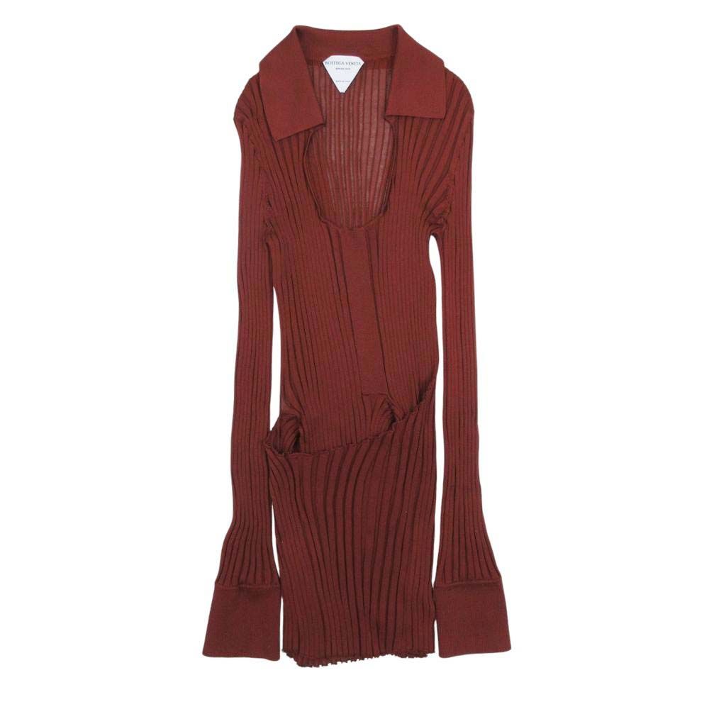 Bottega Veneta Silk Ribbed Knit Shirt Long Sleeve Top Dress Layered Design 38 — view 5