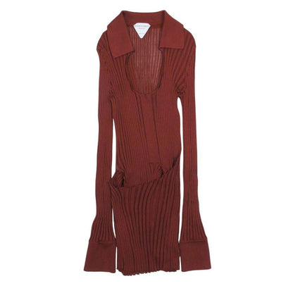 Bottega Veneta Silk Ribbed Knit Shirt Long Sleeve Top Dress Layered Design 38 — view 5