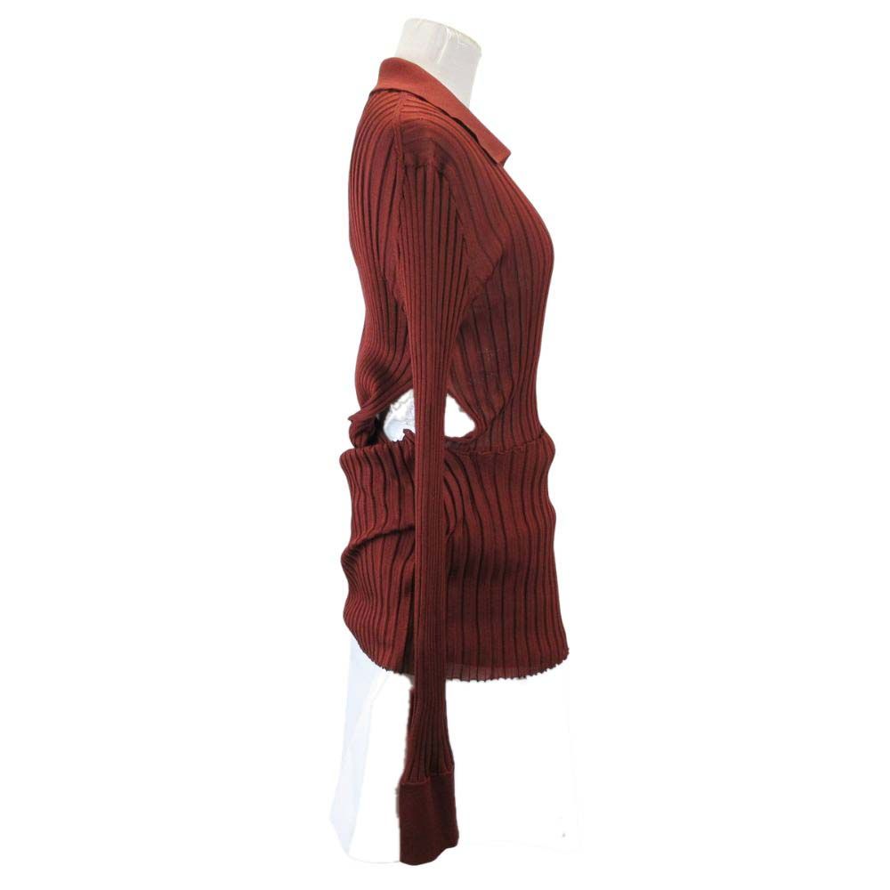 Bottega Veneta Silk Ribbed Knit Shirt Long Sleeve Top Dress Layered Design 38 — view 4