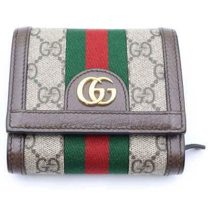 Gucci Ophidia GG Marmont Compact Wallet Bifold Canvas Leather Brown