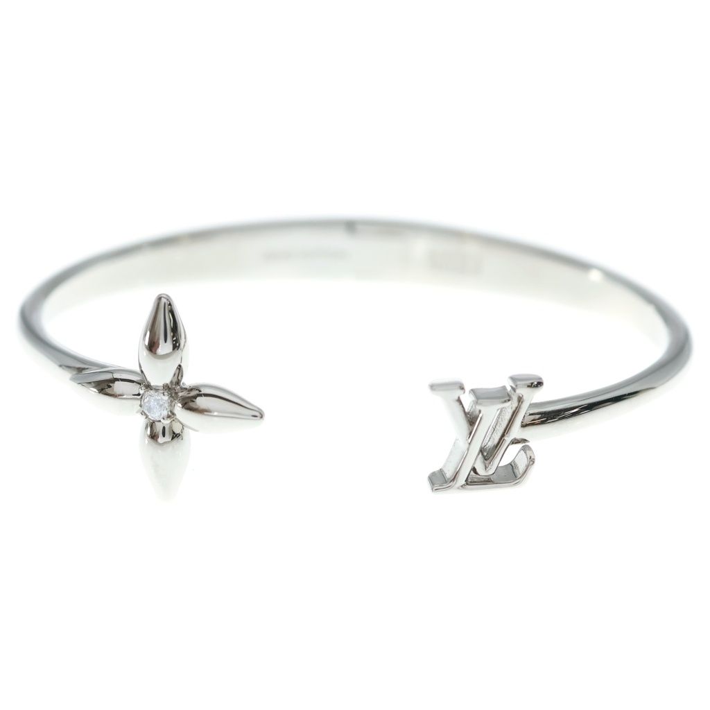 Louis Vuitton Signature Bracelet Open Bangle Strass Palladium Metal Silver