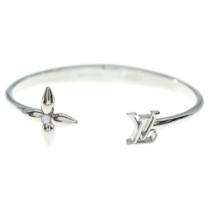 Louis Vuitton Signature Bracelet Open Bangle Strass Palladium Metal Silver