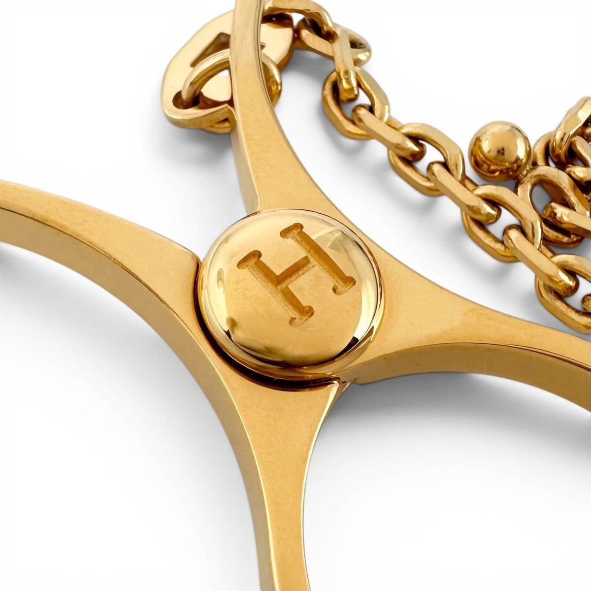 Hermes Filou H Logo Glove Holder Strap Gold Gloves — view 5