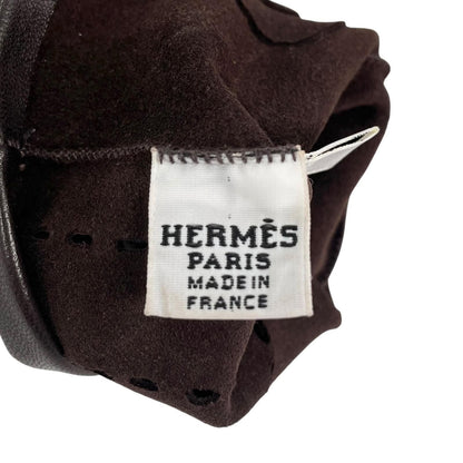 Hermes Lambskin Leather Perforated Gloves Dark Brown — view 6