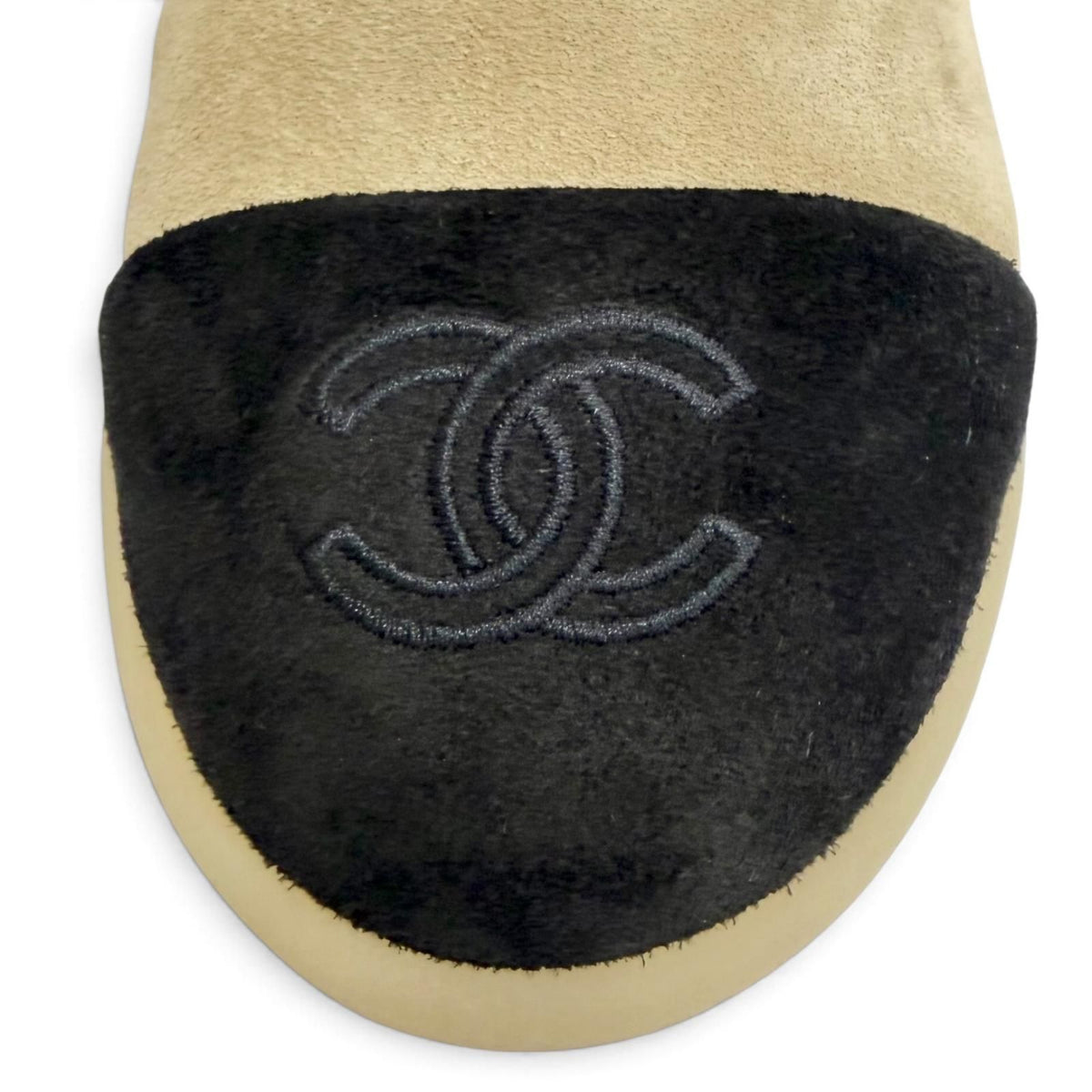 Chanel Suede Leather CC Logo Back Zip Shearling Ankle Boots Short — view 7