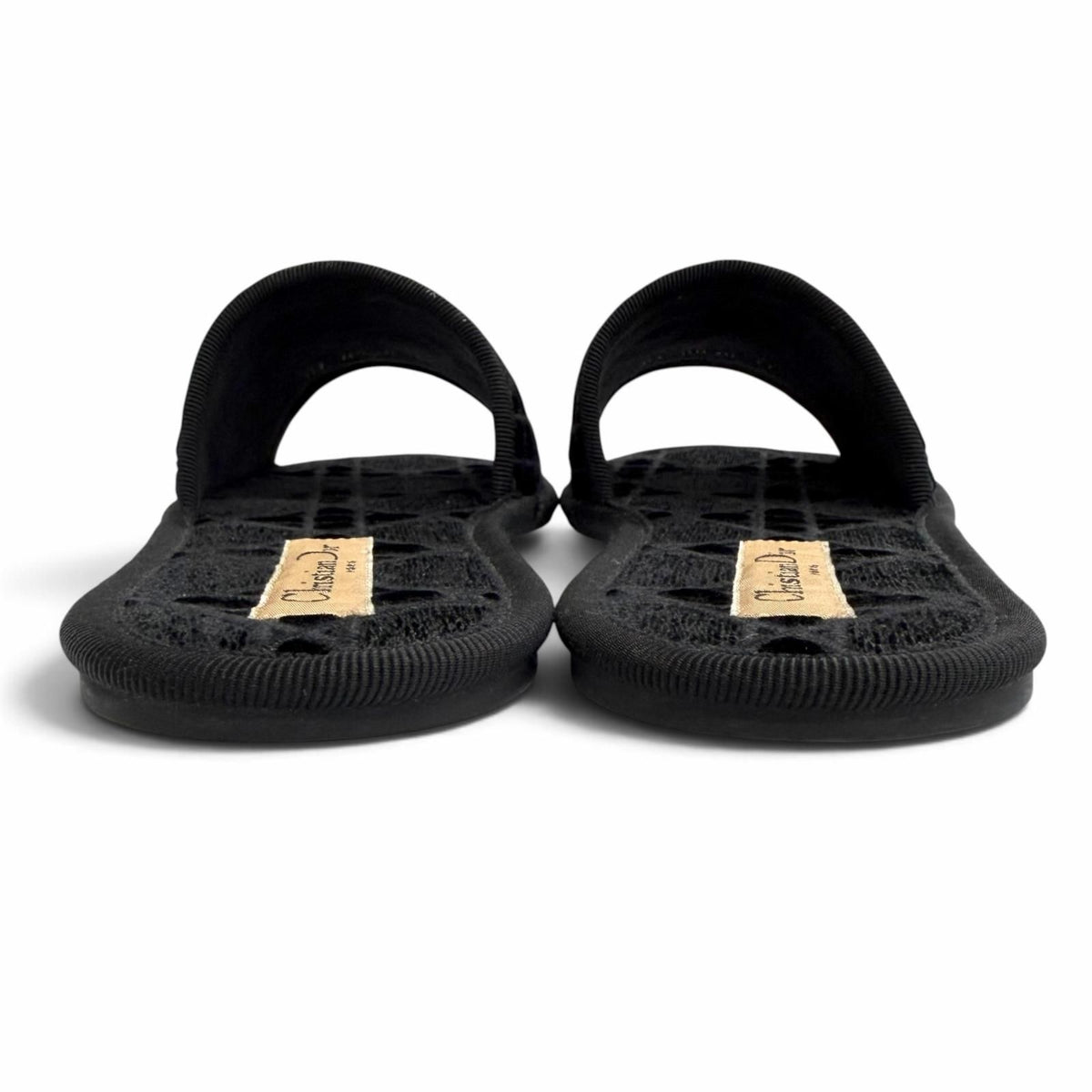 Dior Chez Moi Velvet Cannage Stitch Design Room Shoes Black — view 4
