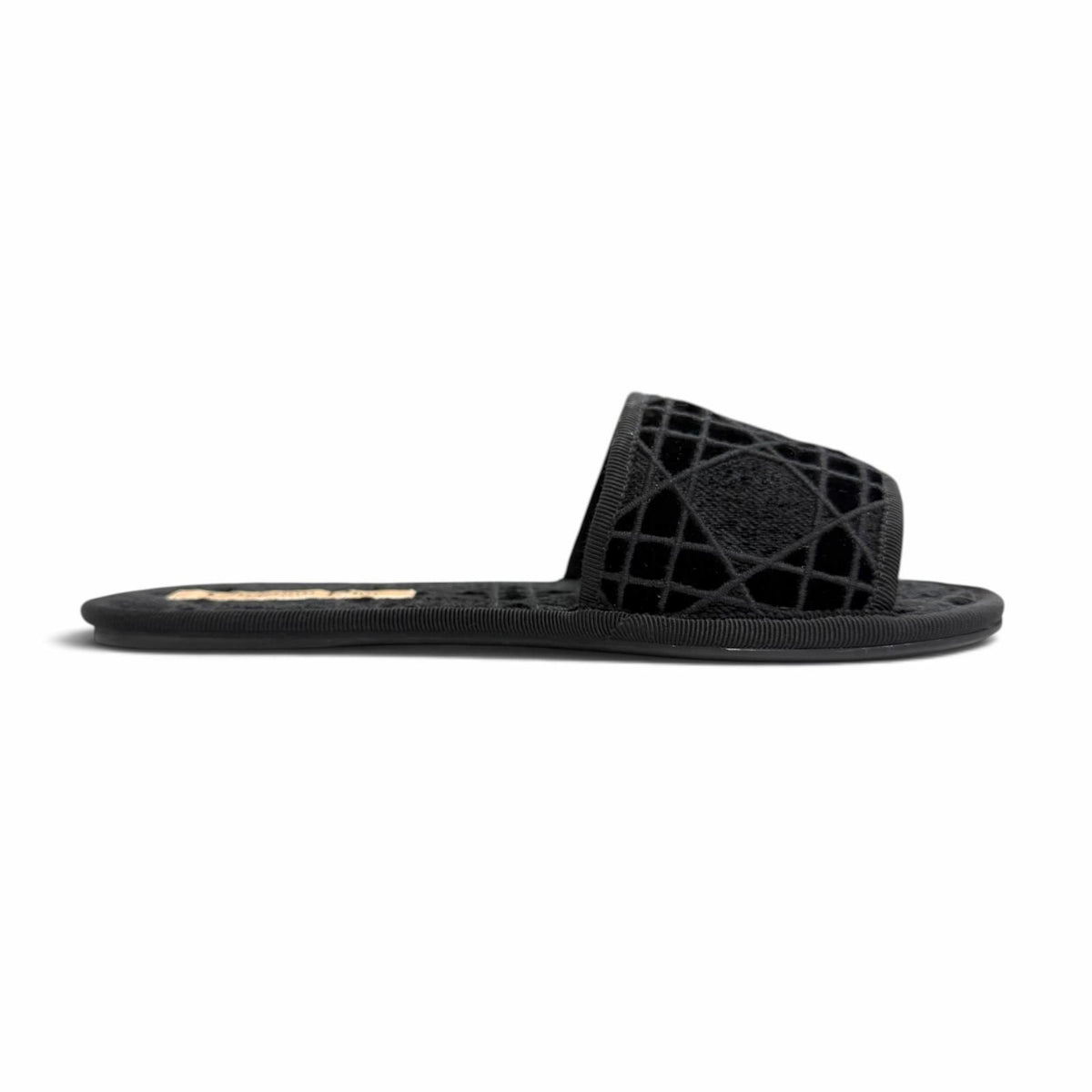 Dior Chez Moi Velvet Cannage Stitch Design Room Shoes Black — view 7