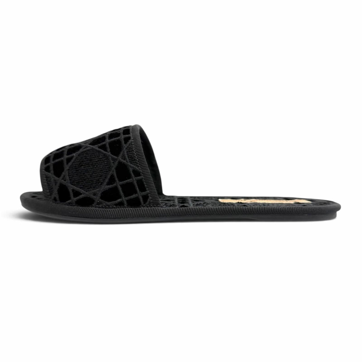 Dior Chez Moi Velvet Cannage Stitch Design Room Shoes Black — view 6