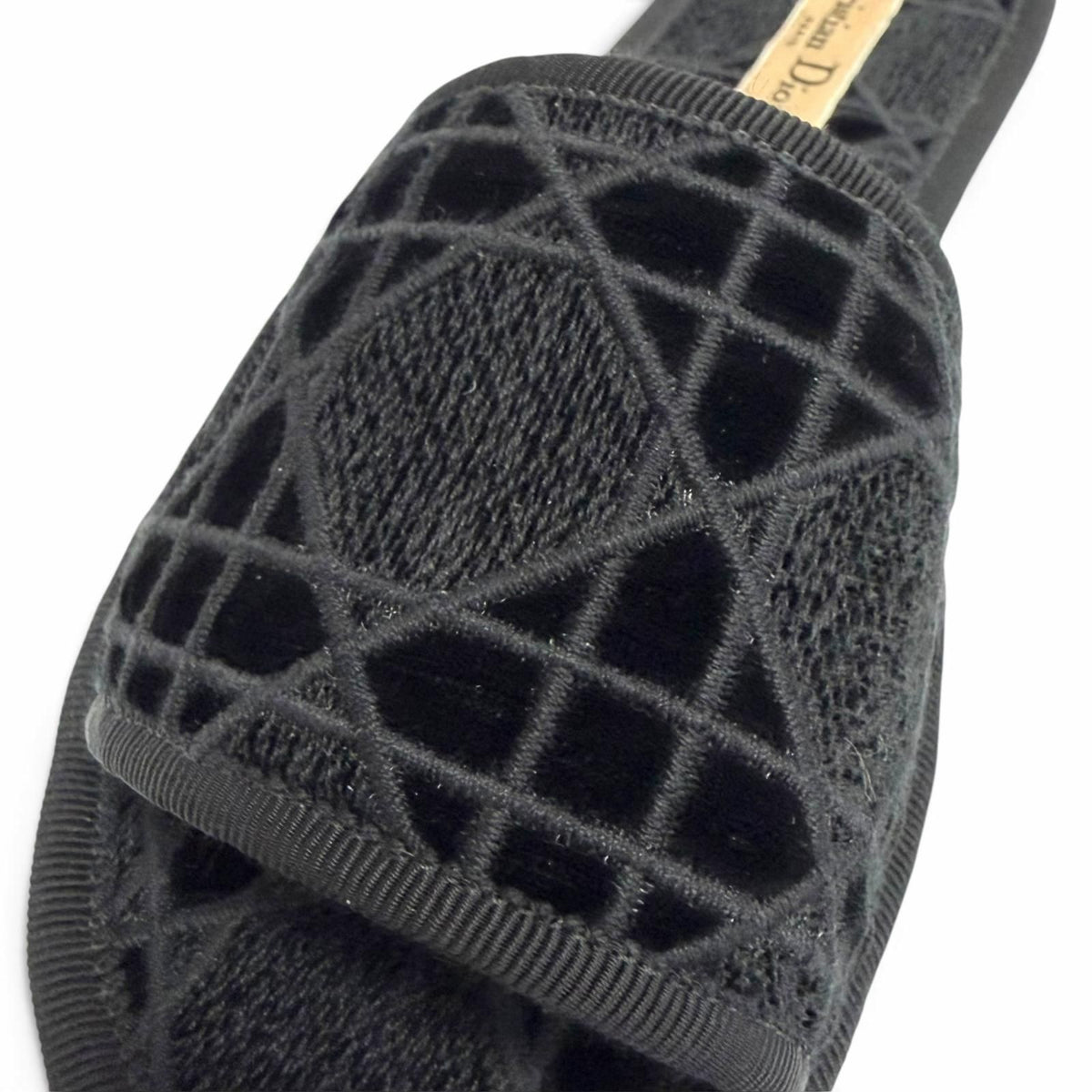 Dior Chez Moi Velvet Cannage Stitch Design Room Shoes Black — view 8